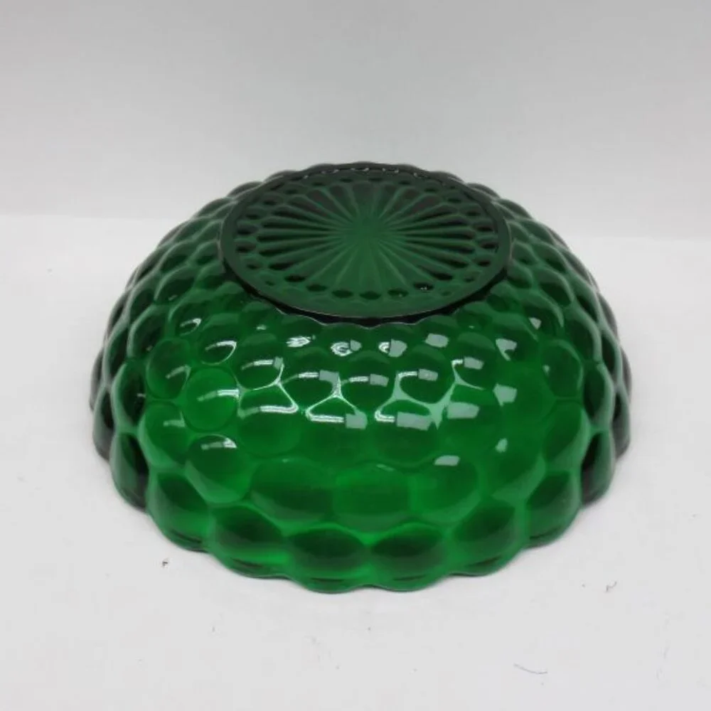 Anchor Hocking Fire King Forest Green BUBBLE 8 3/8 Inch Round Serving Bowl